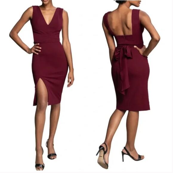 Dress the Population Alessia Tie Waist Crepe Dress - Picture 1 of 6